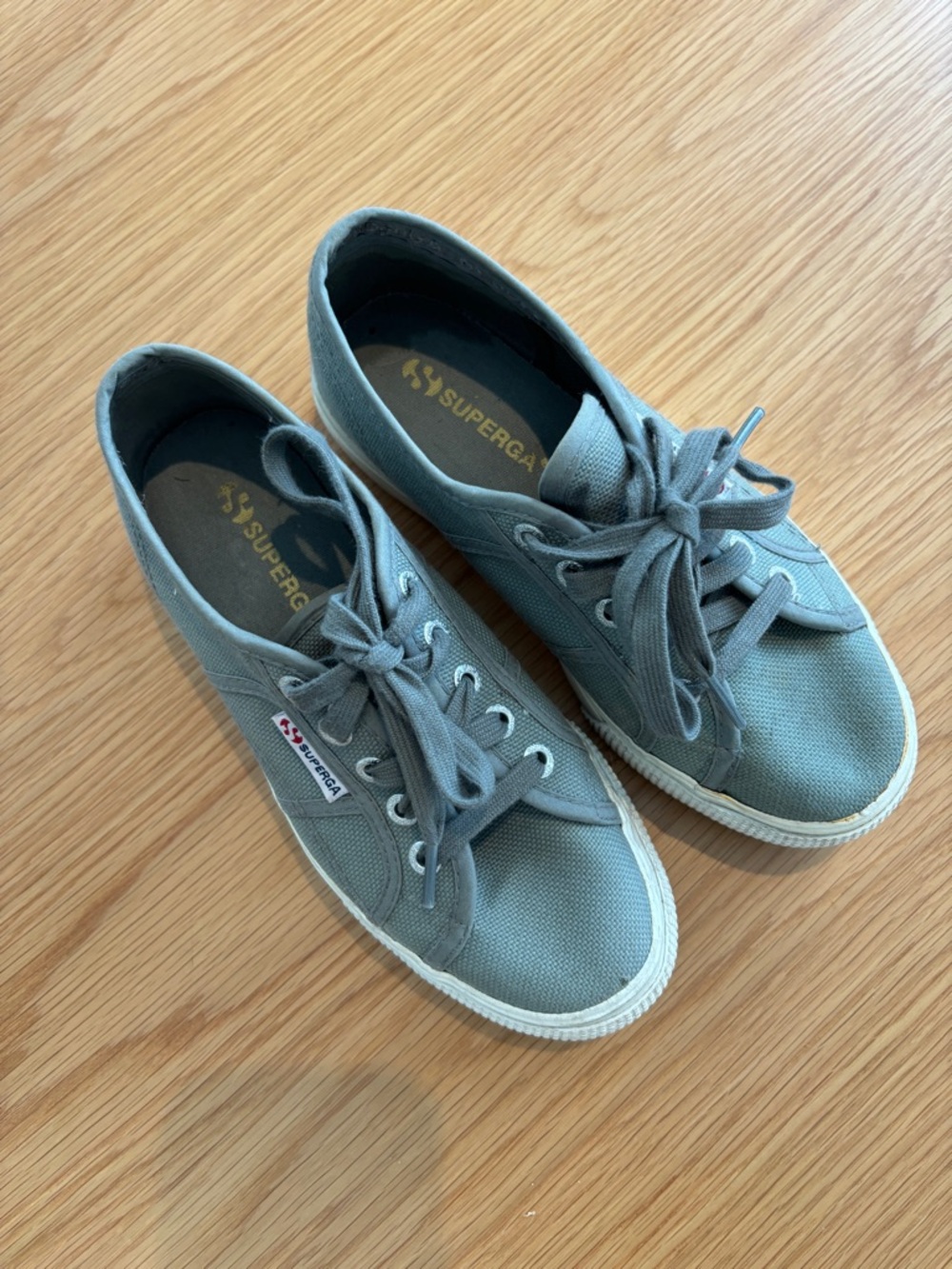 Superga low-top canvas sneakers in muted gray-green